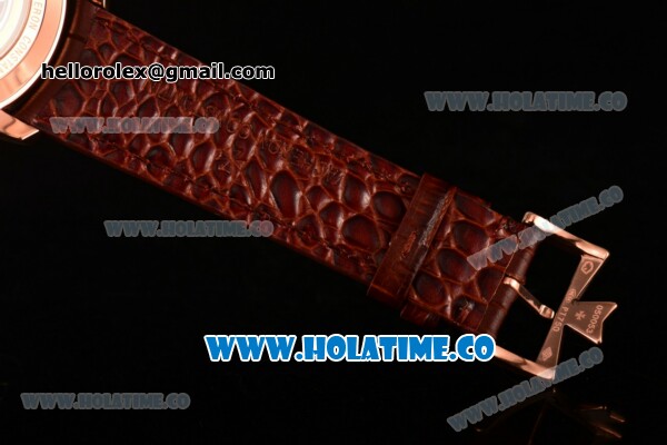 Vacheron Constantin Patrimony Miyota 9015 Automatic Rose Gold Case with White Dial Brown Leather Strap and Stick Markers - Click Image to Close